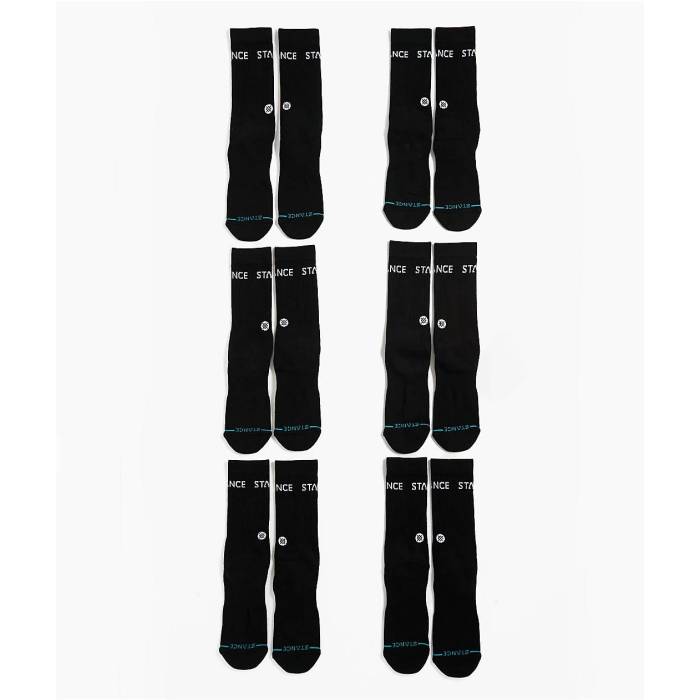 スタンス Stance 【 Origin 6 Pack Black Crew Socks Men's Black 】 黒色 ブラック クルー ソックス・靴下 メンズ 黒色 ブラック｜スニケス