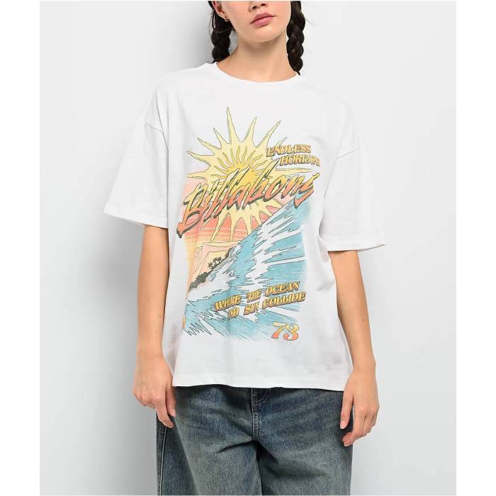 ビラボン Billabong 【 Suns Collide White T-Shirt Women White 】 サンズ 白色 ホワイト Tシャツ レディース 白色 ホワイト