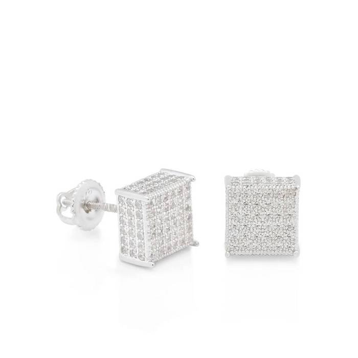【★百貨店SALE★6/11夜夜中2時迄】King Ice 【 Triple-Row Stud White Gold Earrings Men\u0027s Silver 】 白いこと 白いこと ゴールド イヤリング メンズ Silver しろがね色・しろがね色