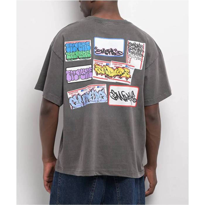 【★百貨店SALE★6/11真夜中2時迄】帝国 Empyre 【 Tagged Signs Charcoal T-Shirt Men\u0027s Charcoal 】 暗灰色 ティーシャツ メンズ 暗灰色