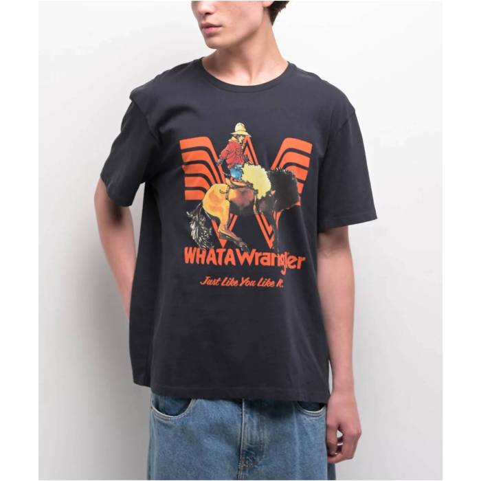 【★百貨店SALE★6/11真夜中2時迄】ラングラー Wrangler 【 X Whataburger Long Live Burgers Faded Black T-Shirt Men\u0027s Black 】 黒いこと 黒いこと ティーシャツ メンズ 黒いこと 黒いこと