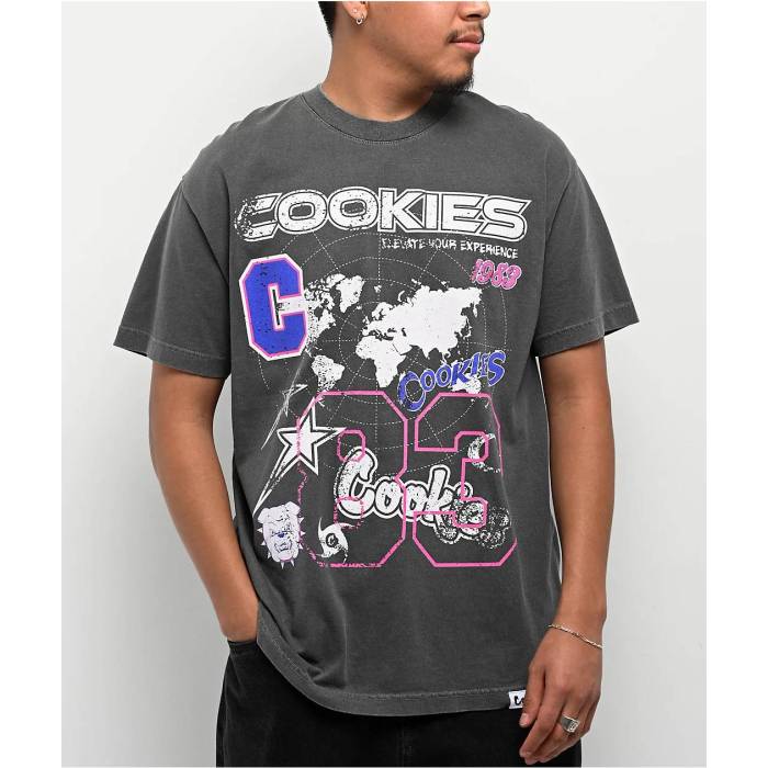 Cookies Clothing 【 Cookies Elevate Black Wash T-Shirt Men's Charcoal 】 黒色 ブラック Tシャツ メンズ チャコール