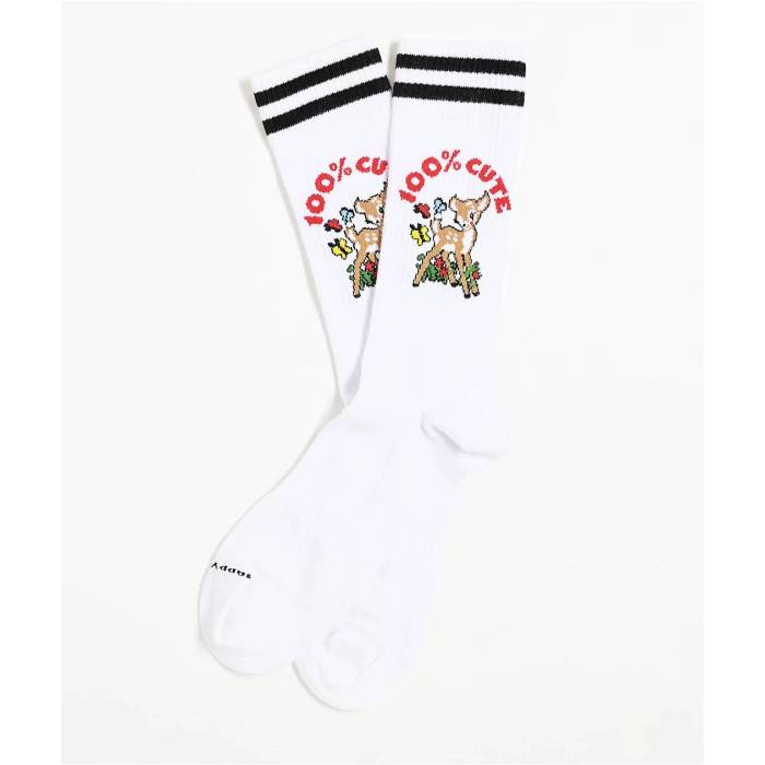 ハッピーソックス Happy Socks 【 100% Cute White Crew Socks Men's White 】 白色 ホワイト クルー ソックス・靴下 メンズ 白色 ホワイト