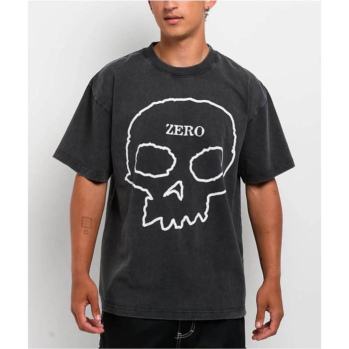【★百貨店SALE★6/11真夜中2時迄】Zero 【 Big Skull Black Wash T-Shirt Men\u0027s Black 】 黒いこと 黒いこと ティーシャツ メンズ 黒いこと 黒いこと