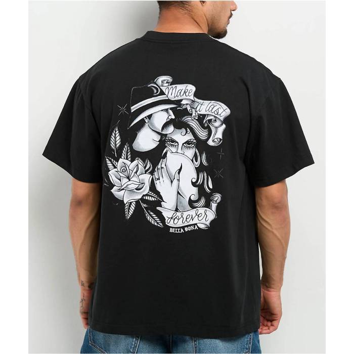 Bella Dona 【 Make It Last Black T-Shirt Men\u0027s Black 】 黒いこと 黒いこと プルオーバー メンズ 黒いこと 黒いこと