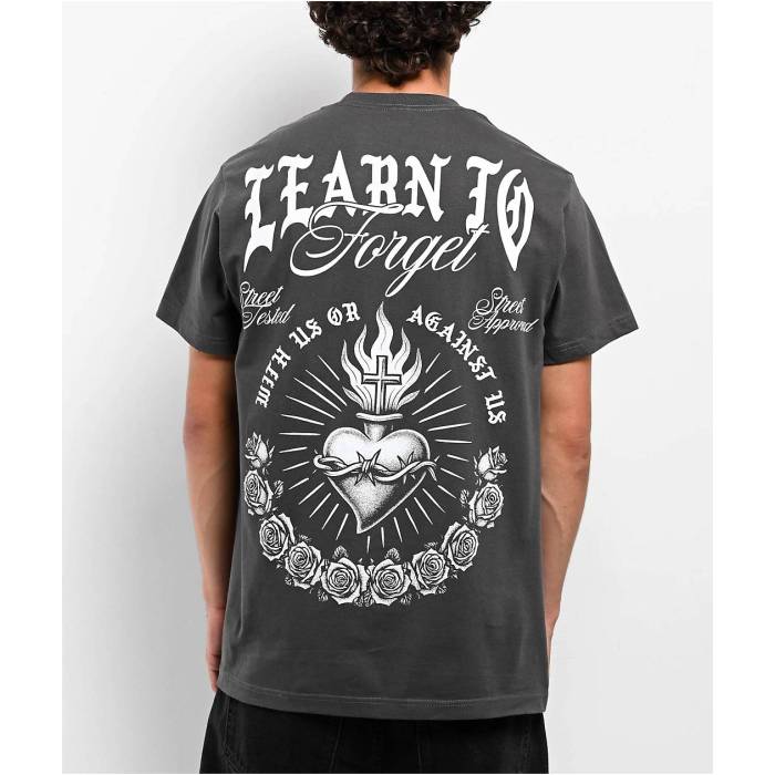 【★百貨店SALE★6/11真夜中2時迄】Ltf 【 Learn To Forget Heart Of Thorns Grey T-Shirt Men\u0027s Dark Grey 】 薄墨色 薄墨色 ティーシャツ メンズ 薄墨色 薄墨色