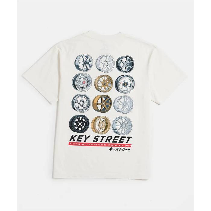 Key Street 【 Wheels White T-Shirt Men's White 】 白色 ホワイト Tシャツ メンズ 白色 ホワイト