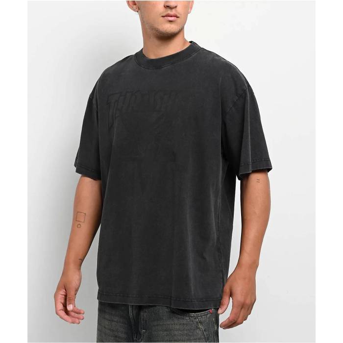 Thrasher 【 Skate Goat Black Wash T-Shirt Men's Black 】 Skate スケート 黒色 ブラック Tシャツ メンズ 黒色 ブラック