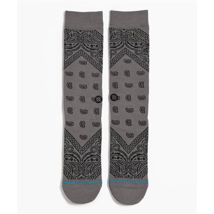 スタンス Stance 【 El Barrio Grey Crew Socks Men's Red 】 灰色 グレー クルー ソックス・靴下 メンズ Red 赤・レッド