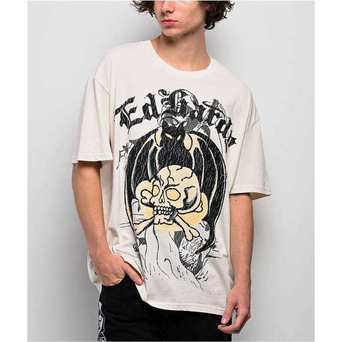 エドハーディー Ed Hardy 【 Bat Skull Vintage Ivory T-Shirt Men's White 】 バット vintage ビンテージ・ヴィンテージ アイボリー Tシャツ メンズ 白色 ホワイト