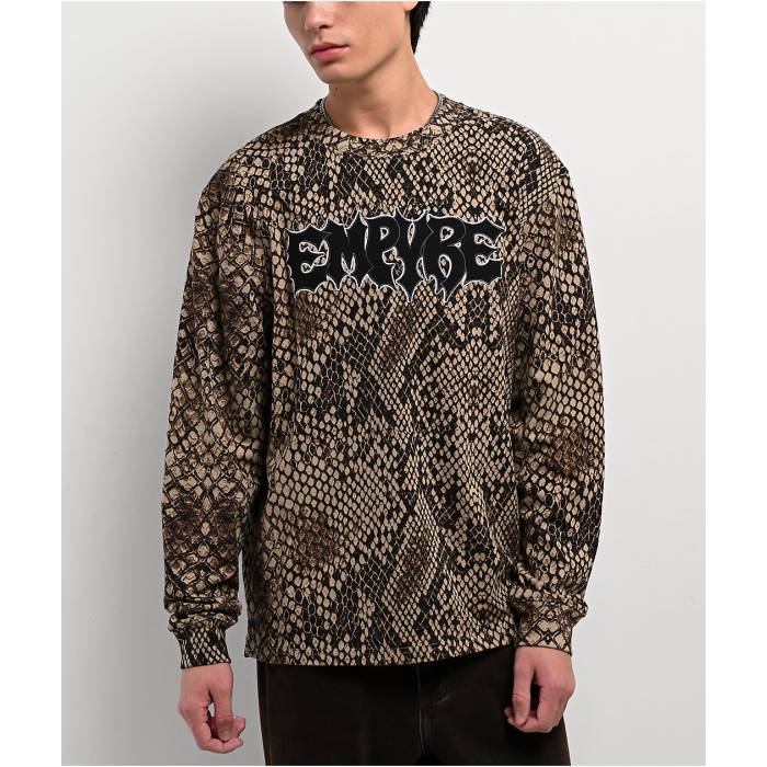 【★百貨店SALE★6/11十二時2時迄】帝国 Empyre 【 Backwoods Embroidered Brown Long Sleeve T-Shirt Men\u0027s Multicolor 】 赤銅色 赤銅色 Sleeve 捩り プルオーバー メンズ