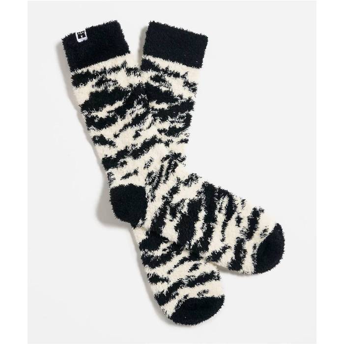 ハッピーソックス Happy Socks 【 Fluffy Zebra Crew Socks Women's Black 】 クルー ソックス・靴下 レディース 黒色 ブラック