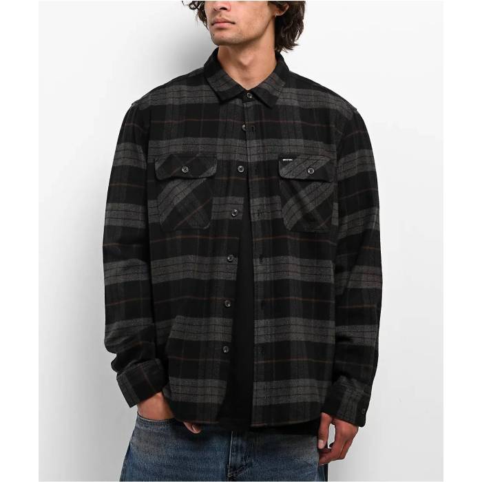 ブリクス英トン Brixton 【 Bowery Black \u0026 Charcoal Flannel Shirt Men\u0027s Black 】 黒いこと 黒いこと 濃灰色 メンズ 黒いこと 黒いこと