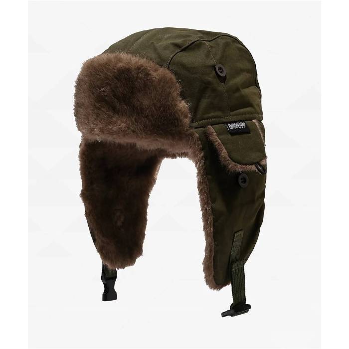 【★百貨店SALE★6/11真夜中2時迄】$Hei$Ty 【 Sheisty Trapper Dark Green Canvas \u0026 Fur Hat Men\u0027s Dark Green 】 green 緑・緑であること メンズ green 緑・緑であること