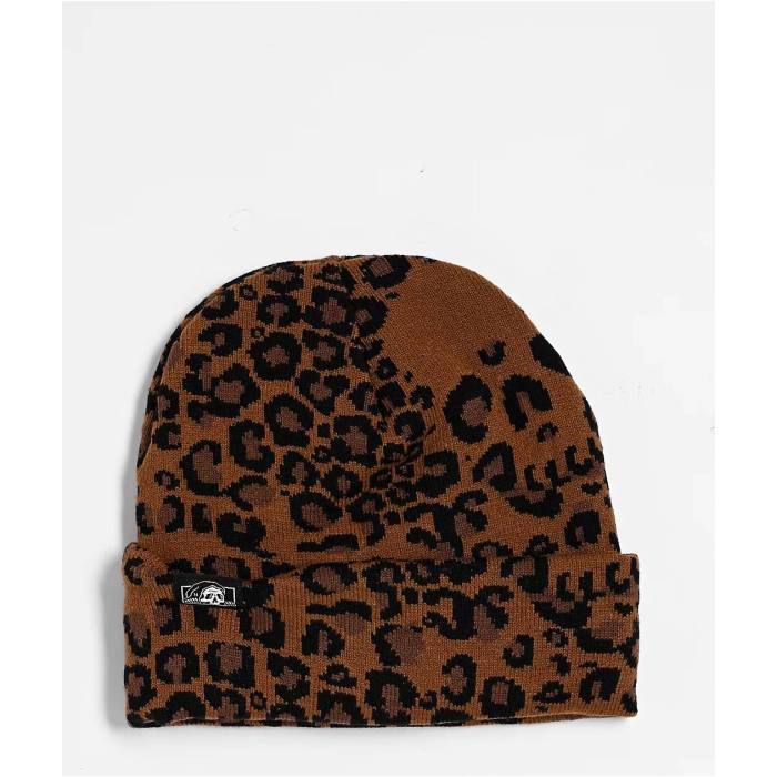 Lurking Class By Sketchy Tank 【 Death Leopard Brown Beanie Men's Brown 】 ヒョウ柄 レオパード 茶色 ブラウン キャップ 帽子 メンズ 茶色 ブラウン