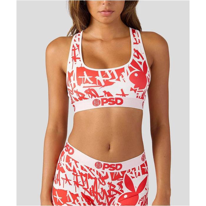 【★百貨店SALE★6/11真夜中2時迄】ピーエスディーアンダーウェア Psd Underwear 【 Psd X Playboy Red Tags Sports Bra Women\u0027s Red 】 Red 赤・赤いこと レディース Red 赤・赤いこと