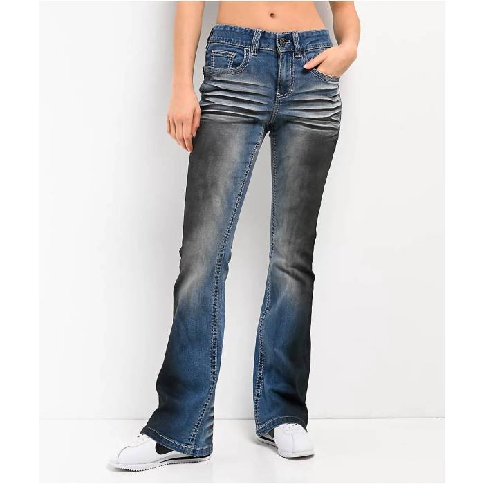 Ninth Hall 【 Alyssia Wings Rider Light Blue Wash Mid Rise Bootcut Jeans Women's Light Pastel Blue 】 青色 ブルー ミッド ライズ ジーンズ レディース 青色 ブルー|スニケス