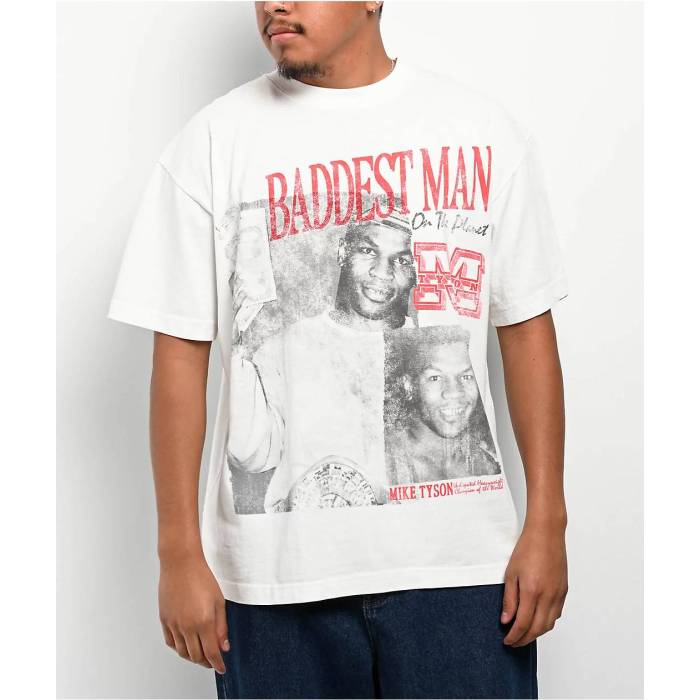 【★百貨店SALE★6/11真夜中2時迄】Mike Tyson Collection 【 Mike Tyson Baddest Man Memories White T-Shirt Men\u0027s White 】 白いこと 白いこと ティーシャツ メンズ 白いこと 白いこと
