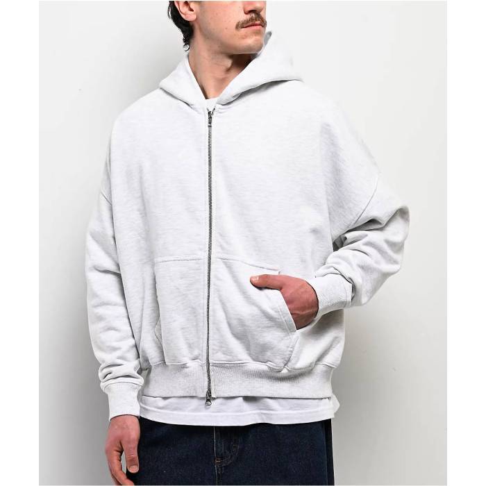 【★百貨店SALE★6/11十二時2時迄】Shaka Wear 【 Heather White Crop Zip Hoodie Men\u0027s Light Pastel Grey 】 heather ギョリュウモドキ 白いこと 白いこと Crop クロップ フーディー パーカー メンズ 薄墨色 薄墨色