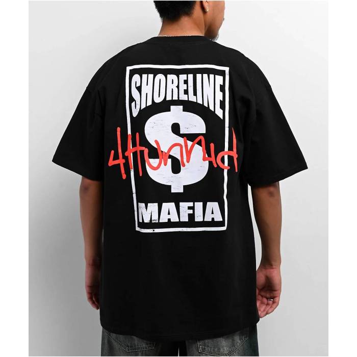 4Hunnid 【 X Shoreline Mafia Cash Money Black T-Shirt Men's Black 】 黒色 ブラック Tシャツ メンズ 黒色 ブラック|スニケス