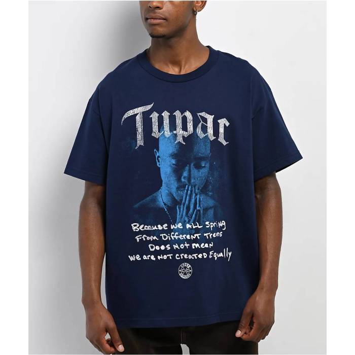 Cross Colours 【 X Tupac Blossoms In Darkness Navy T-Shirt Men's Navy 】 紺色 ネイビー Tシャツ メンズ 紺色 ネイビー｜スニケス