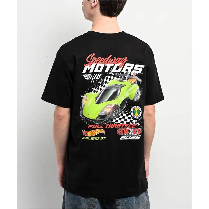 【★百貨店SALE★6/11真夜中2時迄】Cross Colours 【 X Hot Wheels Speedway Motors Black T-Shirt Men\u0027s Black 】 黒いこと 黒いこと ティーシャツ メンズ 黒いこと 黒いこと