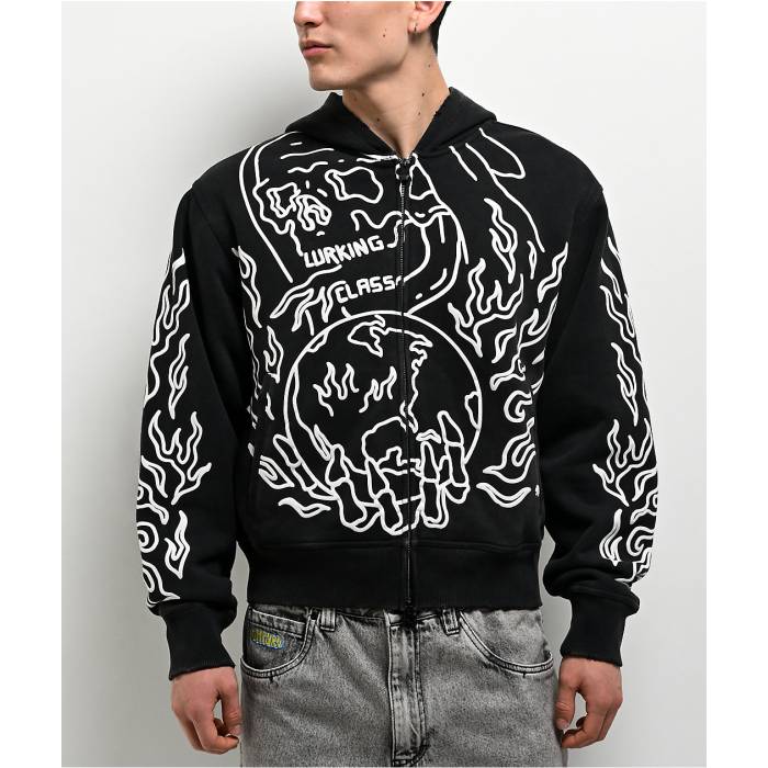 【★百貨店SALE★6/11真夜中2時迄】Lurking Class By Sketchy Tank 【 Out Of Order Charcoal Wash Zip Hoodie Men\u0027s Charcoal 】 暗灰色 フーディー パーカー メンズ 暗灰色