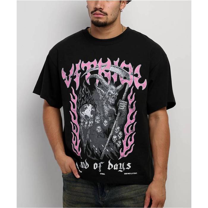 【★百貨店SALE★6/11真夜中2時迄】Vitriol 【 Heavy Metal Tour Black T-Shirt Men\u0027s Black 】 金属元素 黒いこと 黒いこと ティーシャツ メンズ 黒いこと 黒いこと