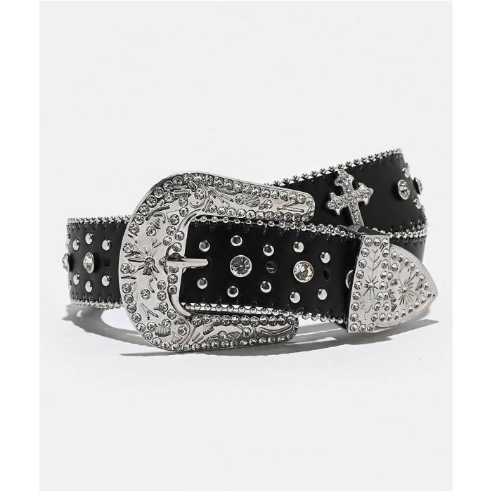 【★百貨店SALE★6/11十二時2時迄】Ella Shea 【 Cross Bling Black Belt Men\u0027s Black 】 黒いこと 黒いこと 胴締め メンズ 黒いこと 黒いこと