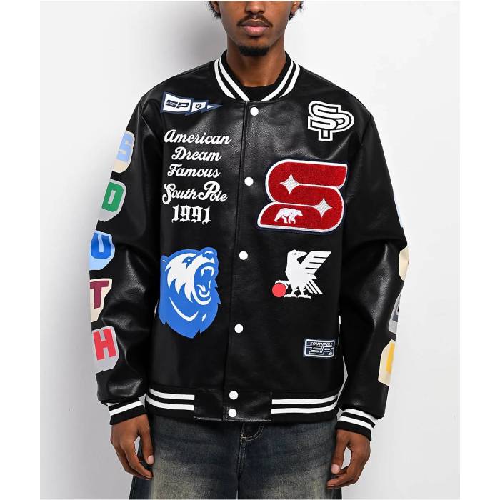 【★百貨店SALE★6/11真夜中2時迄】サウス極点 Southpole 【 Varsity Black Bomber Jacket Men\u0027s Black 】 黒いこと 黒いこと Jacket 上衣 メンズ 黒いこと 黒いこと