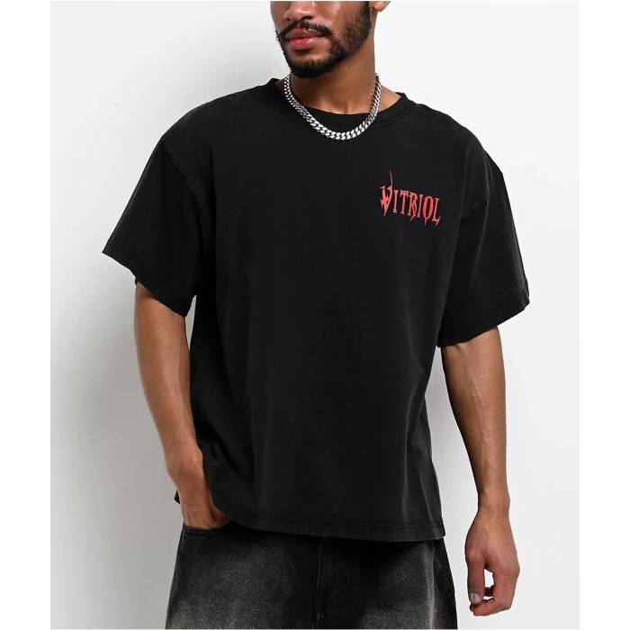 Vitriol 【 Sacrifice Charcoal Wash Boxy T-Shirt Men's Dark Grey 】 チャコール Tシャツ メンズ 灰色 グレー｜スニケス