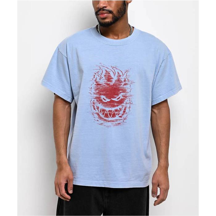 スピットファイア Spitfire 【 Bighead Digidistort Blue T-Shirt Men's Light Pastel Blue 】 青色 ブルー Tシャツ メンズ 青色 ブルー｜スニケス