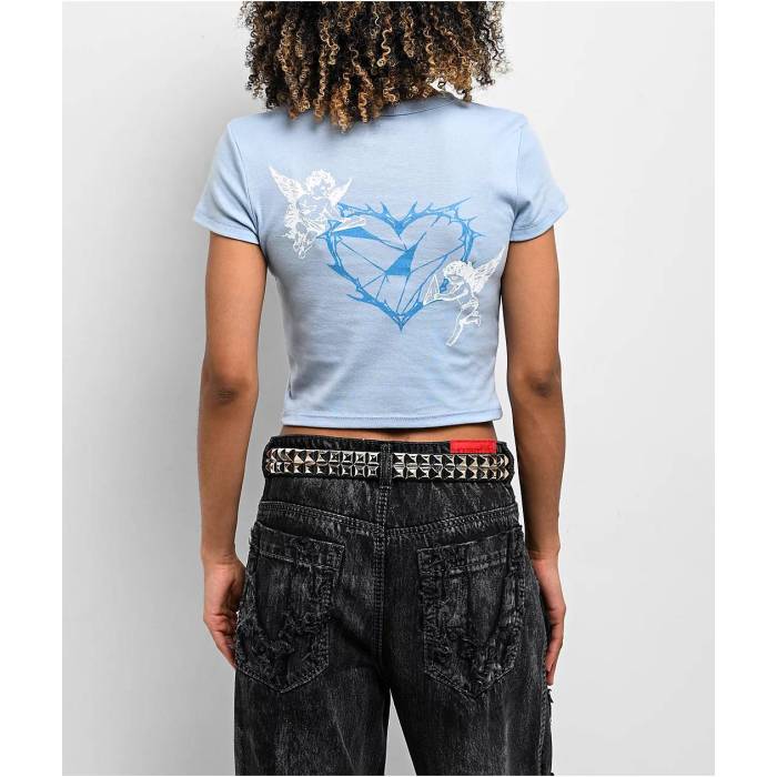 Vitriol 【 Eat Your Heart Out Blue Crop T-Shirt Women\u0027s Blue 】 青味 青み Crop クロップ プルオーバー レディース 青味 青み