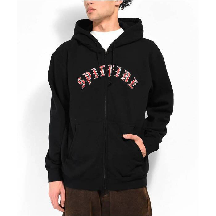【★百貨店SALE★6/11十二時2時迄】スピットファイア Spitfire 【 Old E Embroidered Black Zip Hoodie Men\u0027s Black 】 黒いこと 黒いこと フーディー パーカー メンズ 黒いこと 黒いこと