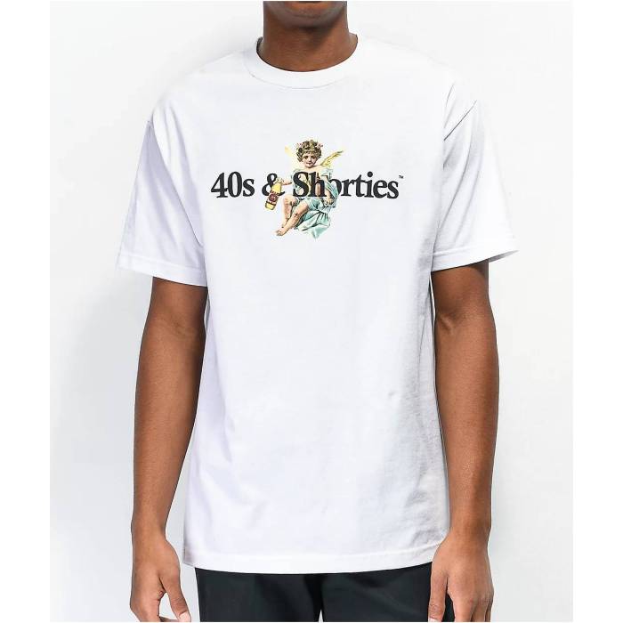 40S & Shorties 【 Angel Logo White T-Shirt Men's White 】 ロゴ 白色 ホワイト Tシャツ メンズ 白色 ホワイト