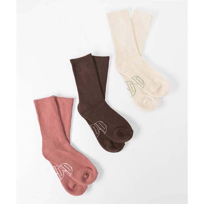 Ninth Hall Fundamentals 【 Beryl Cerise Cream & Java 3 Pack Crew Socks Women's Multicolor 】 クリーム クルー ソックス・靴下 レディース