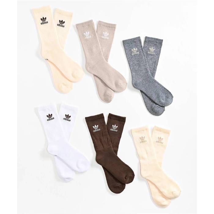 アディダス Adidas 【 Originals Kids Trefoil Natural 6 Pack Crew Socks Kids' Multicolor 】 オリジナルス トレフォイル ナチュラル クルー ソックス・靴下