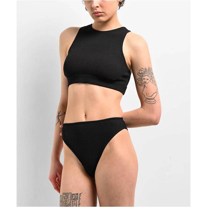 ナイキ Nike 【 Elevated Essential High Waist Black Bikini Bottom Women's Black 】 ハイ 黒色 ブラック ズボン ボトムス レディース 黒色 ブラック