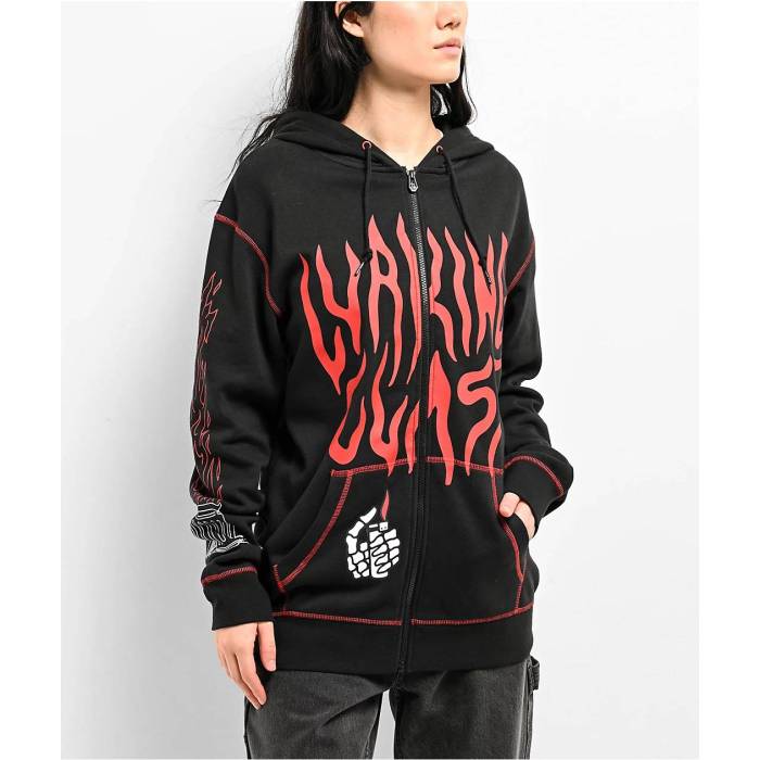 Lurking Class By Sketchy Tank 【 Dumpster Fire Black Zip Hoodie Women's Black 】 ファイア 黒色 ブラック フーディー パーカー レディース 黒色 ブラック