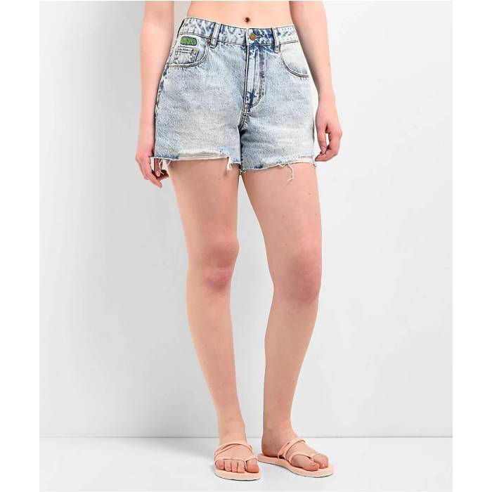 【★百貨店SALE★6/11真夜中2時迄】帝国 Empyre 【 Kickback Light Wash Denim Cutoff Shorts Women\u0027s Blue 】 ジーンズ さる股引き レディース 青碧 青碧