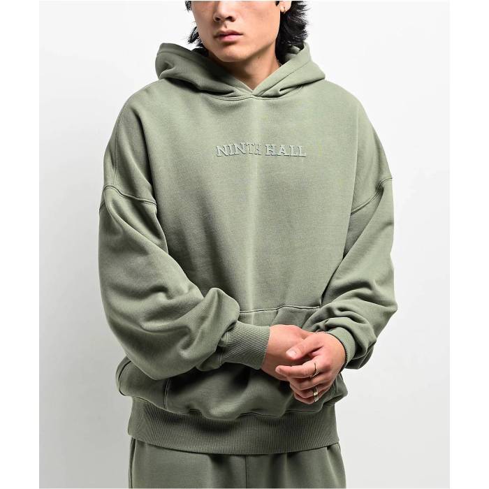 Ninth Hall Fundamentals 【 Logo Light Green Oversized Hoodie Men's Green 】 ロゴ green 緑・グリーン フーディー パーカー メンズ green 緑・グリーン