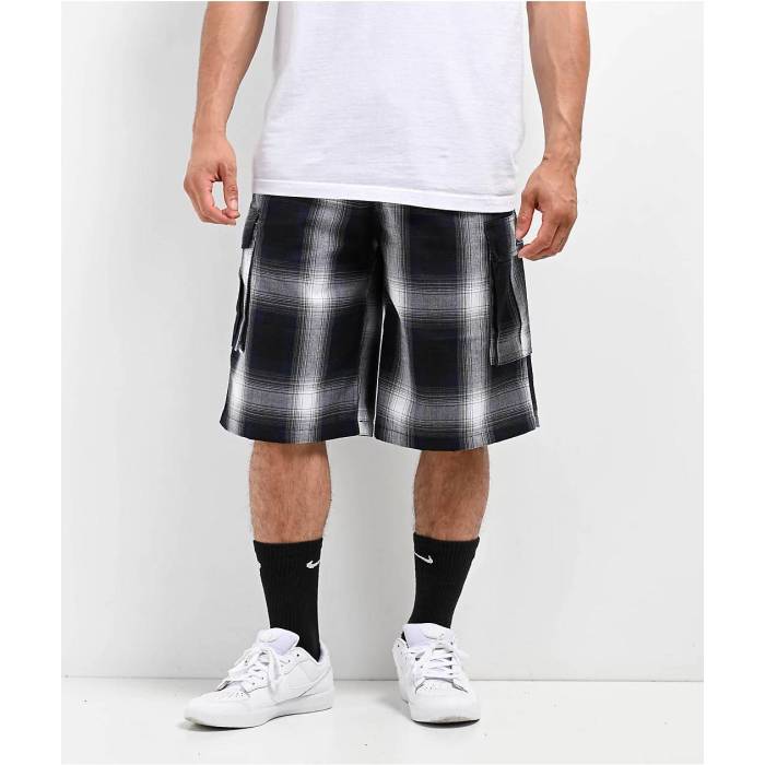 Fb County 【 Checker Blue Cargo Shorts Men\u0027s Navy 】 青み 青色 積貨委託貨物 さる股引き メンズ 紺色 米国海軍