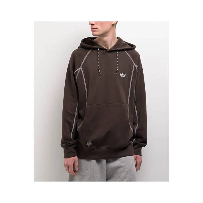 【★百貨店SALE★6/11十二時2時迄】アディダス Adidas 【 Shmoofoil Dark Brown \u0026 Core White Featherweight Hoodie Men\u0027s Brown 】 赤銅色 赤銅色 中核グループ 白いこと 白いこと フーディー パーカー メンズ 赤銅色 赤銅色