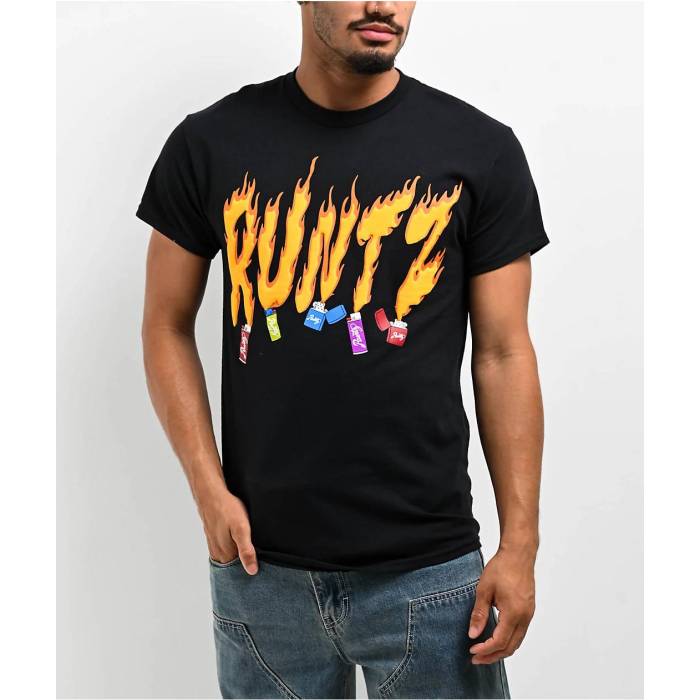 Runtz 【 Lighter Black T-Shirt Men\u0027s Black 】 黒いこと 黒いこと プルオーバー メンズ 黒いこと 黒いこと