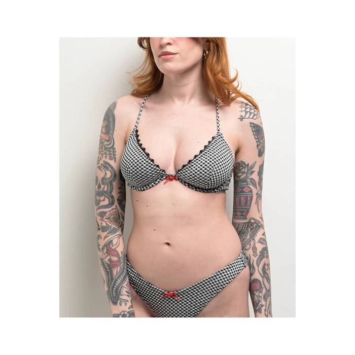 【★百貨店SALE★6/11真夜中2時迄】Damsel 【 Rosie Black \u0026 White Gingham Triangle Bikini Top Women\u0027s Black 】 黒いこと 黒いこと 白いこと 白いこと レディース 黒いこと 黒いこと