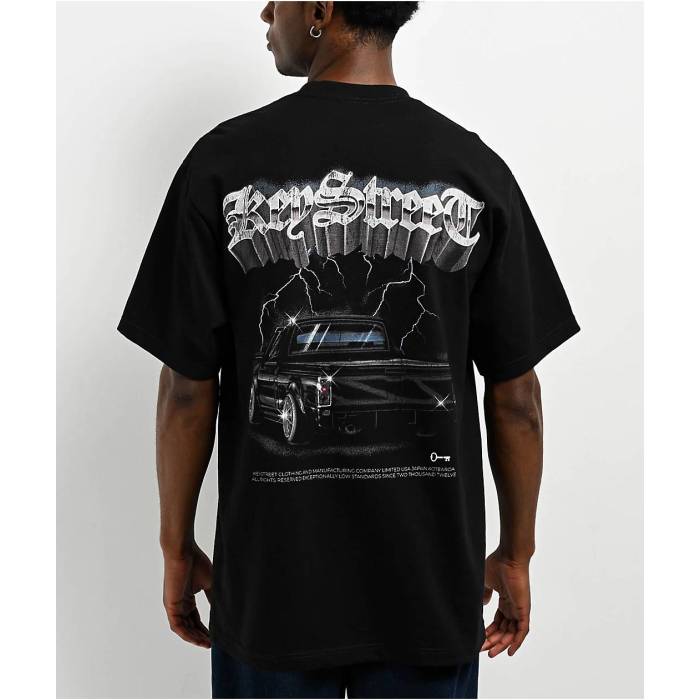 Key Street 【 Truck Black T-Shirt Men\u0027s Black 】 黒いこと 黒いこと プルオーバー メンズ 黒いこと 黒いこと