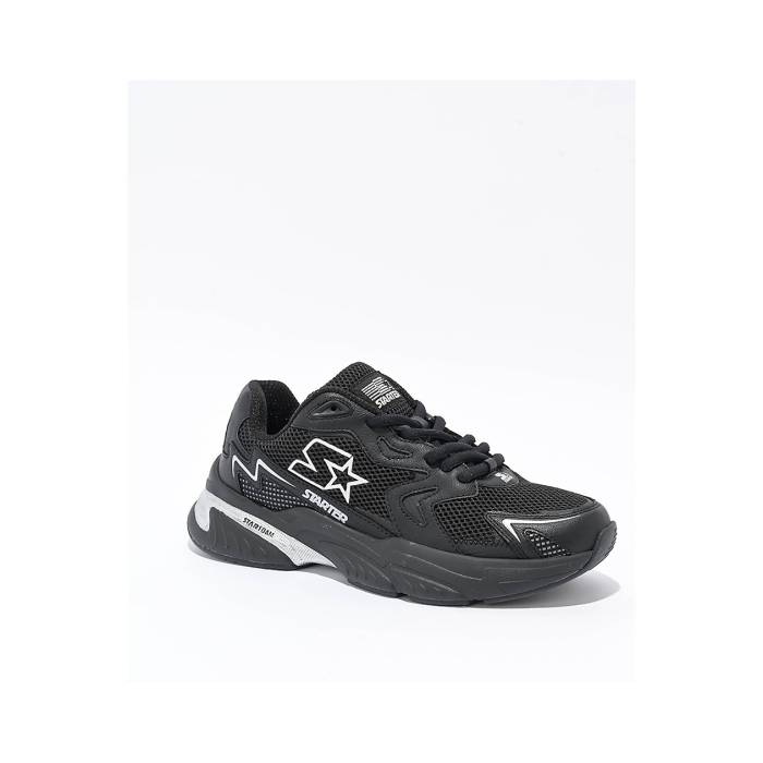 クランク Starter 【 Star Light Black \u0026 Silver Shoes Men\u0027s Black 】 黒いこと 黒いこと Silver しろがね色・しろがね色 シューズ 運動すること靴 メンズ 黒いこと 黒いこと