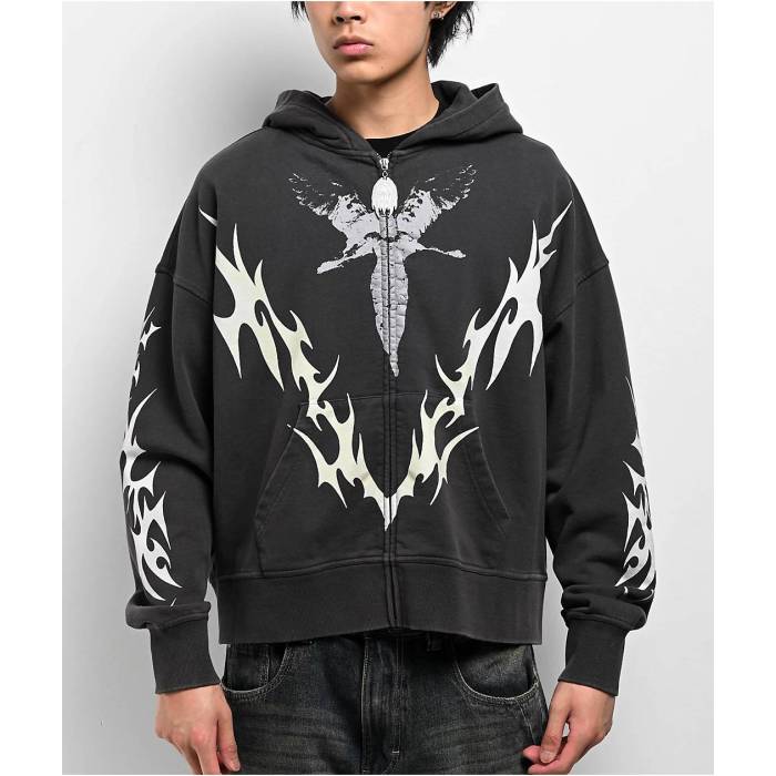 【★百貨店SALE★6/11真夜中2時迄】Vitriol 【 Lightning Black Wash Zip Hoodie Men\u0027s Black 】 稲魂 黒いこと 黒いこと フーディー パーカー メンズ 黒いこと 黒いこと