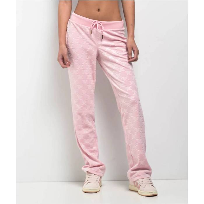 ジューシークチュール Juicy Couture 【 Embossed Whisper Pink Velour Track Pants Women's Light Pastel Pink 】 pink ピンク ベロア トラック レディース pink ピンク|スニケス