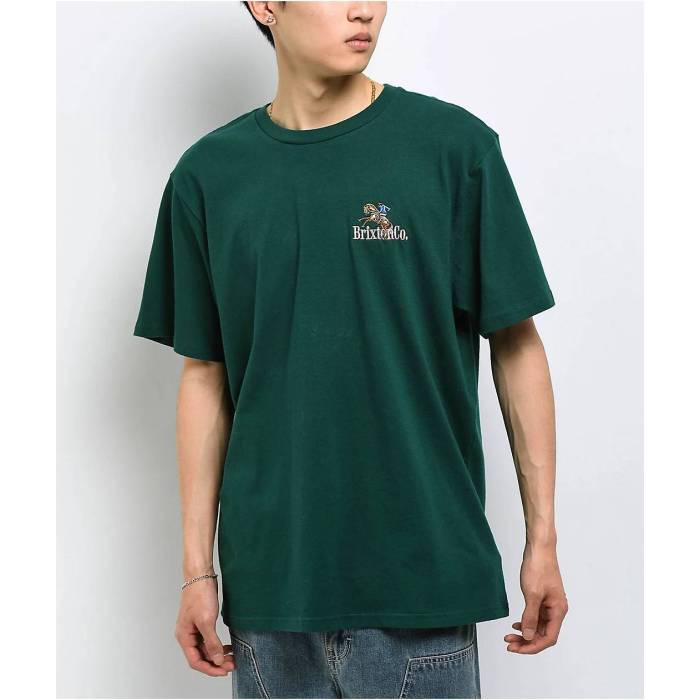 【★百貨店SALE★6/11十二時2時迄】ブリクス英トン Brixton 【 Inwood Deep Emerald T-Shirt Men\u0027s Dark Green 】 ディープ プルオーバー メンズ green 緑・緑であること